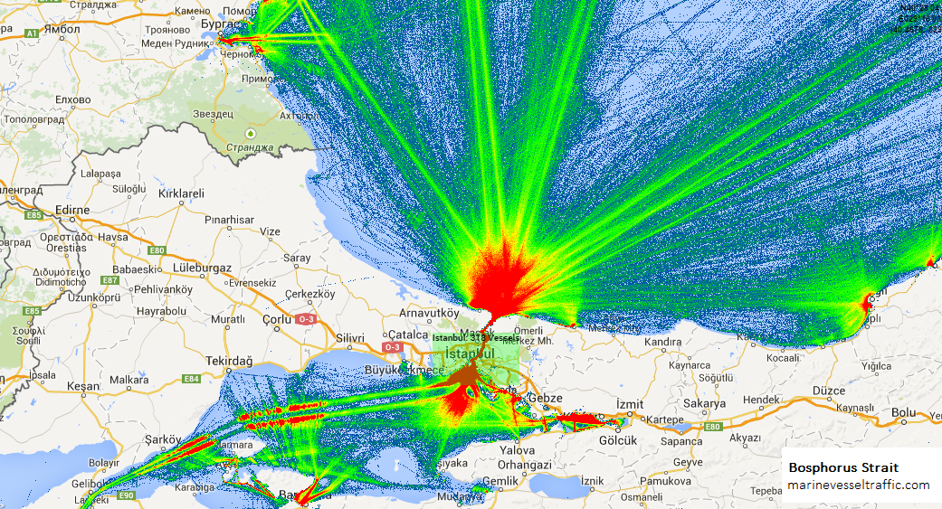 Live Marine Traffic, Density Map and Current Position of ships in BOSPHORUS STRAIT